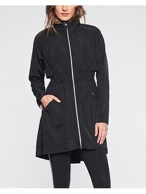 Athleta Drip Drop Jacket Black Women’s Small Hooded Rain Coat 591159